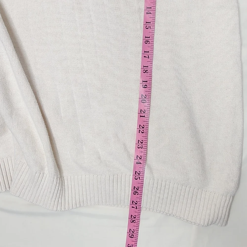 Chaps Men’s XXL Cotton Mock Neck Sweater Cream Elbow Patches Button Pullover
